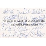 PORTSMOUTH AUTOGRAPH 1991/2 A white card signed by 16 players including Chamberlain, Whittingham,