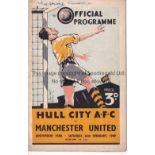 HULL - MAN UTD 49 Hull City home programme v Manchester United, 26/2/49, Cup, name on cover,