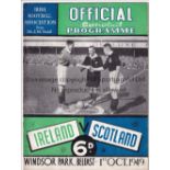 IRELAND - SCOTLAND 49 Ireland home programme v Scotland, 1/10/49 at Belfast. Generally good