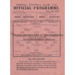 ARSENAL V. WEST HAM UNITED 1944 Single sheet programme for the FL South Arsenal home match 21/10/