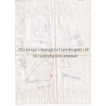 MAN UNITED Thirteen Manchester United signatures on a lace table cloth all signed in ink. The