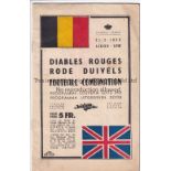 LONDON FOOTBALL 1950 Programme for Diables Rouges (Red Devils Belgium) v. London Combination 21/2/