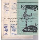 TONBRIDGE Fourteen Tonbridge home programmes, 40s and 50s, includes FA Cup v Sittingbourne 50/51,