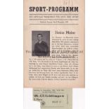 HAMBURG 1949 Programme and match ticket, Goettingen v Hamburg SV, 6/11/49, Sport-Programme ,