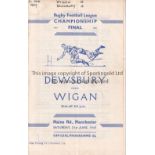 AT MAN CITY 47 Programme for Rugby League Championship Final, Wigan v Dewsbury 21/6/47 at Maine