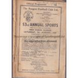 RANGERS 1939 Officiaal programme Rangers Football Club 53rd Annual Sports 5/8/1939 at Ibrox Stadium.