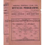 ARSENAL / CHELSEA Two single sheet programmes for War League matches between Arsenal and Chelsea