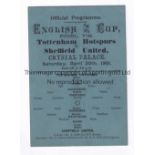 1901 CUP FINAL Official programme, matchcard, 1901 Cup Final, Tottenham Hotspurs( sic) v Sheffield
