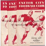 EXETER CITY 51-2 Eight Exeter City home programmes, 51/2, v Reading, Southend, Millwall, Torquay,