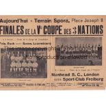 NUNHEAD 1928 Poster/flyer for the Final of the Cup of Three Nations , April 9th 1928 in which