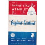 ENGLAND - SCOTLAND 1938 England home programme v Scotland, 9/4/1938 at Wembley, fold, split