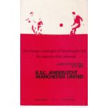 MAN UNITED Programme Anderlecht v Manchester United European Cup 2nd Round 2nd Leg 27th November