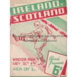 IRELAND - SCOTLAND 47 Ireland home programme v Scotland, 4/10/47 at Windsor Park, Belfast, year
