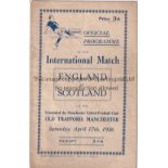 ENGLAND - SCOTLAND 1926 Official programme, England v Scotland, 17/4/1926, played at Old Trafford,