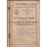 RANGERS 1933 Official programme Glasgow Rangers 47th Annual Sports 5/8/1933 including a football