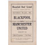 BLACKPOOL - MAN UTD 43 Blackpool home programme v Manchester United, 9/1/43, Football League War