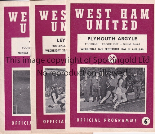 WEST HAM Four West Ham early Football League Cup home games, 62/3 v Plymouth and 63/4 v Leyton