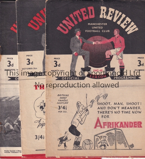 MANCHESTER UNITED Ten Manchester United home programmes 47/8 v Sunderland and Aston Villa, 48/9 v