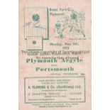 PLYMOUTH - PORTSMOUTH 53 Plymouth home programme v Portsmouth, 4/5/53, Golden Jubilee Celebration