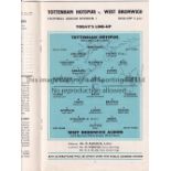 TOTTENHAM / WEST BROM Programme Tottenham Hotspur v West Bromwich Albion 19/9/1964. Signed by 5