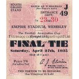 FA CUP FINAL TICKET Ticket Sheffield Wednesday v West Bromwich Albion FA Cup Final 27/4/1935.