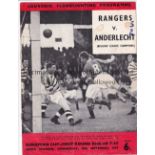 RANGERS - ANDERLECHT 59 Rangers home programme v Anderlecht, 16/9/59, European Cup, score on