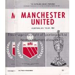 MANCHESTER UNITED 1967 Set of eight programmes from the Manchester United Australian Tour , post-