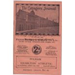 FULHAM - CHARLTON 1929 Fulham home programme v Charlton, 6/4/1929, fold. Fair-generally good