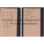 ENGLAND AUTOGRAPHS 1965/6 Two album sheets with 9 autographs including Bobby Charlton, Jack