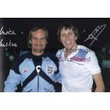 IPSWICH Col 12 x 8 photo, showing Ipswich team mates Arnold Muhren and Mick Mills posing for