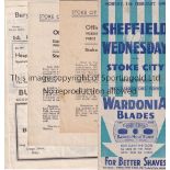 STOKE WARTIME Five Wartime programmes involving Stoke City, homes v Chesterfield and Sheffield