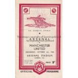 1948 CHARITY SHIELD Programme for Arsenal v Manchester United 6/10/1948 at Arsenal FC, team