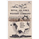 WAR-TIME FOOTBALL AT BLACKPOOL FC 1944 Programme for RAF North West v Western Command at Blackpool