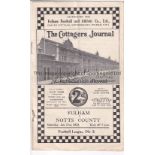 FULHAM - NOTTS COUNTY 1933 Fulham home programme v Notts County, 21/1/1933, fold. Fair-generally