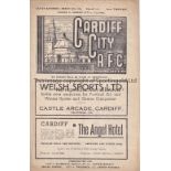 CARDIFF 47/8 Cardiff home programme v Fulham 27/3/48, slight fold. Generally good