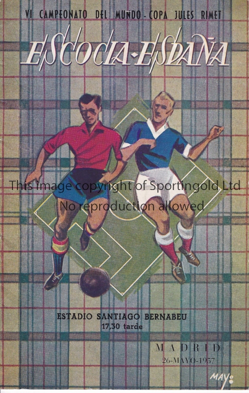 SPAIN - SCOTLAND 57 Spain home programme v Scotland, 26/5/57 in Madrid, dual language programme,