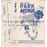 BRADFORD PA Five Bradford Park Avenue home programmes v Coventry, Bury 1949/50, Barrow 1954/55,