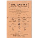 WOLVES - STOKE 43 Single sheet Wolves home programme v Stoke, 16/10/43, very minor tear, no writing.