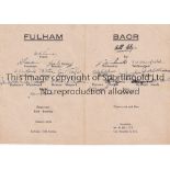 BAOR- FULHAM 46 Small format four page programme, BAOR Combined Services v Fulham, 8/5/46 at