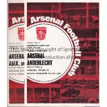 ARSENAL - FAIRS CUP 1970 Six Arsenal home programmes from the triumphant Arsenal Fairs Cup