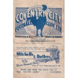 COVENTRY - BURNLEY 1937-38 Coventry home programme v Burnley, 4/9/1937, slight marks to cover, minor