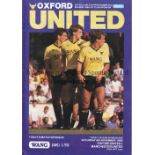 MAN UNITED / ALEX FERGUSON Programme Oxford United v Manchester United 8/11/1986. Sir Alex