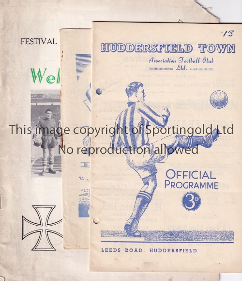 FESTIVAL OF BRITAIN 51 Three programmes for Festival of Britain games, Doncaster v Floriana 10/5/51,