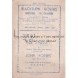 BLACKBURN v STOKE CITY 1947 Programme for the League match at Blackburn 26/4/1947, very slight