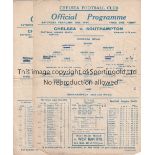 CHELSEA Five Chelsea home single sheet programmes from the 1943/44 season v Southampton (tear), West