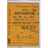 SOUTHAMPTON - NORWICH 1927 Match ticket , Southampton v Norwich, 8/1/1927, FA Cup, reserved seat