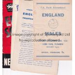 ENGLAND YOUTH Four programmes, 2 x England Youth home games plus National Association of Boys