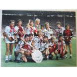 MANCHESTER UTD Col 16 x 12 photo, showing Man Utd players posing with the Charity Shield after their