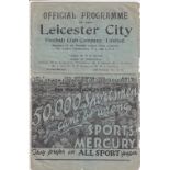 LEICESTER - SUNDERLAND 1934 Leicester home programme v Sunderland, 29/9/1934, folds, some creasing