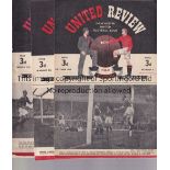 MAN UTD 48/9 Nine Manchester United home programmes, 48/9, v Burnley, Bournemouth (Cup), Stoke (rust